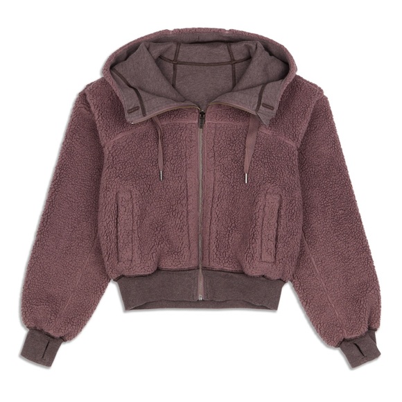 Lululemon Short Sweet & Sherpa Jacket Hoodie size small - Antique Bark - Picture 1 of 13